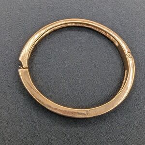 Roman Gold Tone Hinged Bangle Bracelet Clear Channel Set Crystals